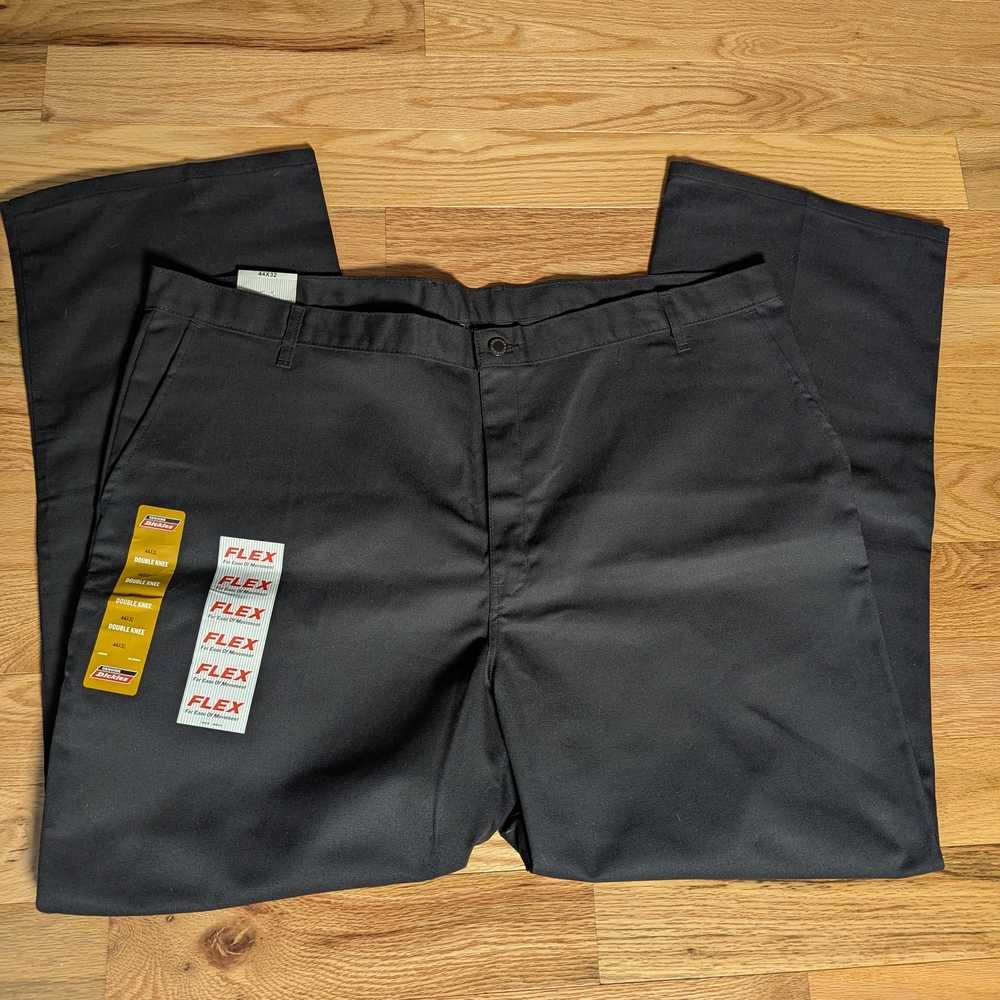 NWT Dickies Men's 44 x 32 Black Flex Double Knee Work Pants